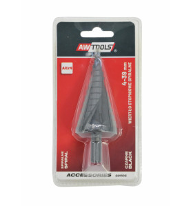 WIERTŁO STOPNIOWE SPIRALNE/ 4-39mm/ AICrN/ CZARNE