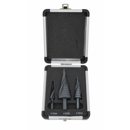 HSS-AlCrN SPIRAL STEP DRILL BIT SET 3pcs 4-39mm