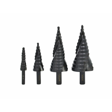 HSS-AlCrN SPIRAL STEP DRILL BIT SET 4pcs 4-39mm