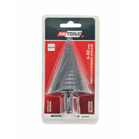 WIERTŁO STOPNIOWE SPIRALNE/ 4-52mm/ AICrN/ CZARNE