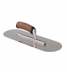 STAINLESS STEEL POOL TROWEL 380mm/ ALU SHANK & CORK HANDLE 