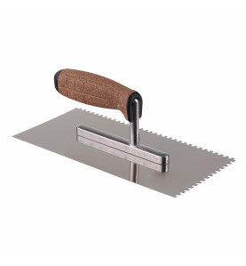 STAINLESS STEEL NOTCHED TROWEL 270mm/ 6mm/ CORK HANDLE & ALU SHANK