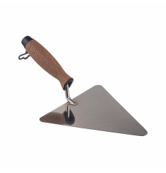 STAINLESS STEEL TRIANGULAR BUCKET TROWEL 180mm/ CORK HANDLE