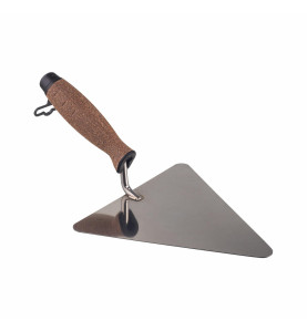 STAINLESS STEEL TRIANGULAR BUCKET TROWEL 180mm/ CORK HANDLE