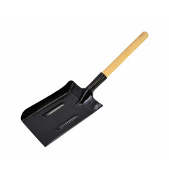 MEDIUM METAL COAL SCOOP 14x22cm/ WOODEN SHAFT