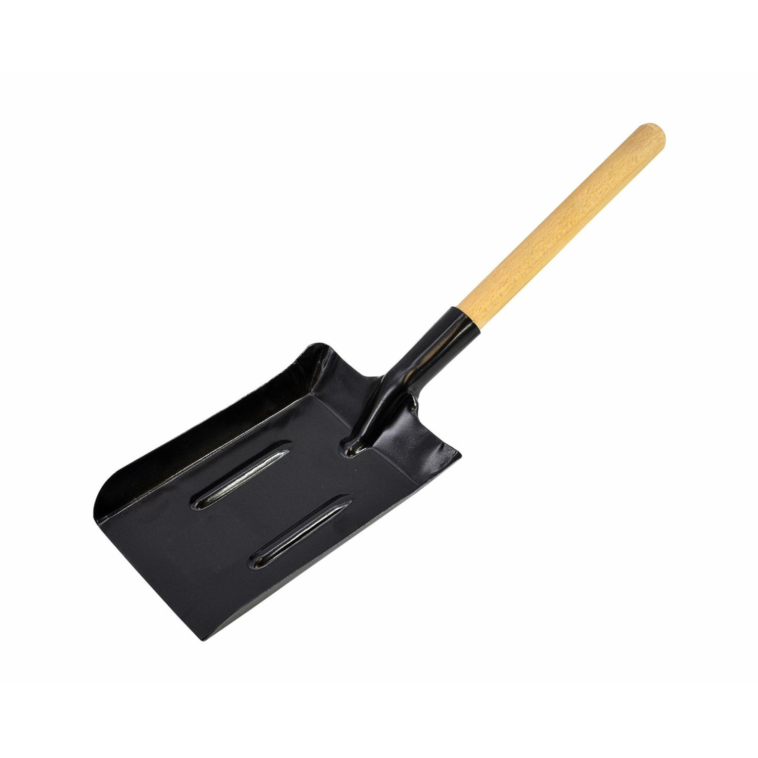 MEDIUM METAL COAL SCOOP 14x22cm/ WOODEN SHAFT