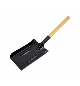 MEDIUM METAL COAL SCOOP 14x22cm/ WOODEN SHAFT