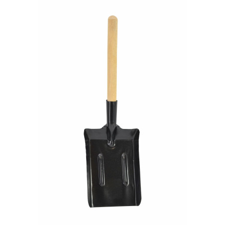 MEDIUM METAL COAL SCOOP 14x22cm/ WOODEN SHAFT