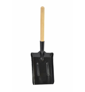 MEDIUM METAL COAL SCOOP 14x22cm/ WOODEN SHAFT