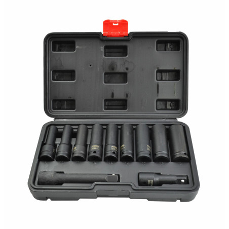 ZESTAW NASADEK UDAROWYCH 1/2" DŁUGIE 8-21mm 11cz. BLACK LINE