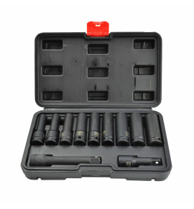 1/2" DRIVE DEEP IMPACT SOCKET SET 8-21mm 11pcs BLACK LINE