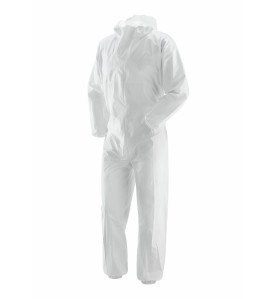 DISPOSABLE COVERALL w/ INTEGRATED HOOD/ M