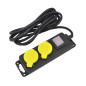 WORKSHOP EXTENSION LEAD/ ON-OFF SWITCH/ GROUNDED/ 2-WAY x 3.0m IP44 3x1.5mm BLACK-YELLOW