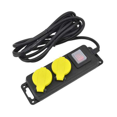 WORKSHOP EXTENSION LEAD/ ON-OFF SWITCH/ GROUNDED/ 2-WAY x 5.0m IP44 3x1.5mm