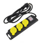 WORKSHOP EXTENSION LEAD/ ON-OFF SWITCH/ GROUNDED/ 3-WAY x 5.0m IP44 3x1.5mm BLACK-YELLOW