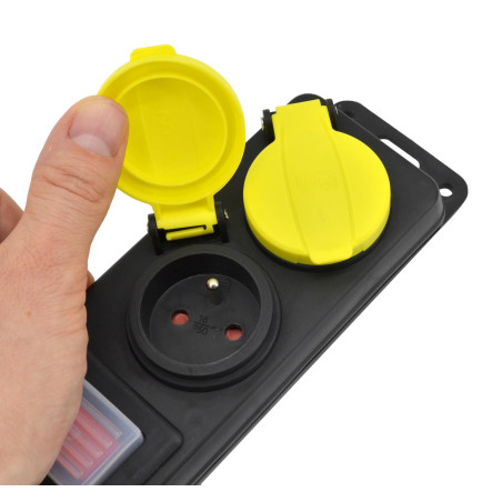 WORKSHOP EXTENSION LEAD/ ON-OFF SWITCH/ GROUNDED/ 5-WAY x 3.0m IP44 3x1.5mm BLACK-YELLOW