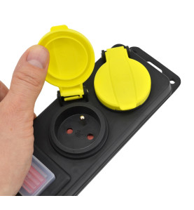 WORKSHOP EXTENSION LEAD/ ON-OFF SWITCH/ GROUNDED/ 5-WAY x 3.0m IP44 3x1.5mm BLACK-YELLOW