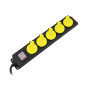 WORKSHOP EXTENSION LEAD/ ON-OFF SWITCH/ GROUNDED 5-WAY x 5.0m IP44 3x1.5mm BLACK-YELLOW