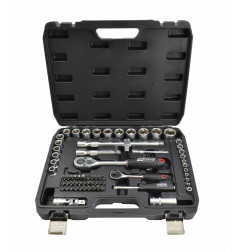 1/4" 1/2" SOCKET & RATCHET WRENCH SET 72pcs/ BLACK LINE