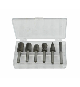 HSS METAL ROTARY FILE SET 6mm 6pcs w/ ROUND SHANK