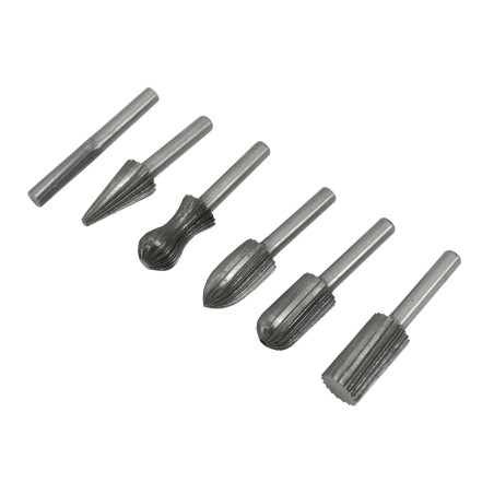 HSS METAL ROTARY FILE SET 6mm 6pcs w/ ROUND SHANK
