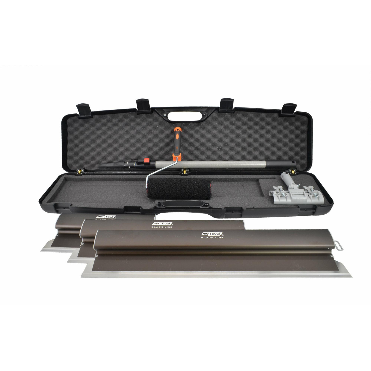DRYWALL SKIMMING BLADE SET 7pcs/ TRANSPORT CASE/ BLACK LINE