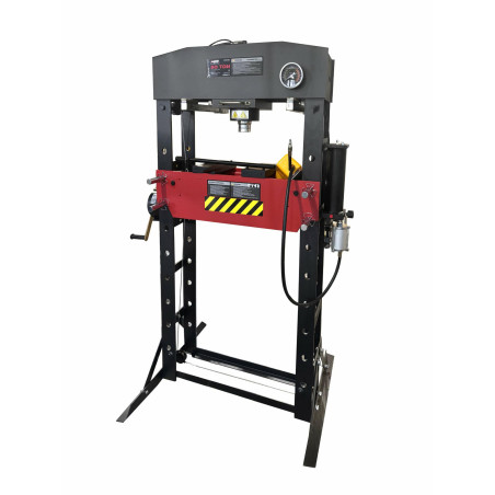 AIR-POWERED/ PNEUMATIC-HYDRAULIC WORKSHOP PRESS 50T w/ GAUGE & SAFETY GUARD