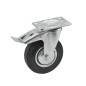 TROLLEY SWIVEL WHEEL WITH RUBBER TYRE & BRAKE 160mm