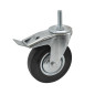 TROLLEY SWIVEL WHEEL WITH RUBBER TYRE, BRAKE & THREADED SPINDLE 75mm TROLLEY SWIVEL WHEEL WITH RUBBER TYRE, BRAKE & THREADED SPINDLE 75mm