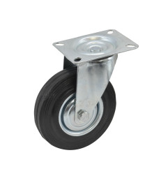 TROLLEY SWIVEL WHEEL WITH RUBBER TYRE 125mm