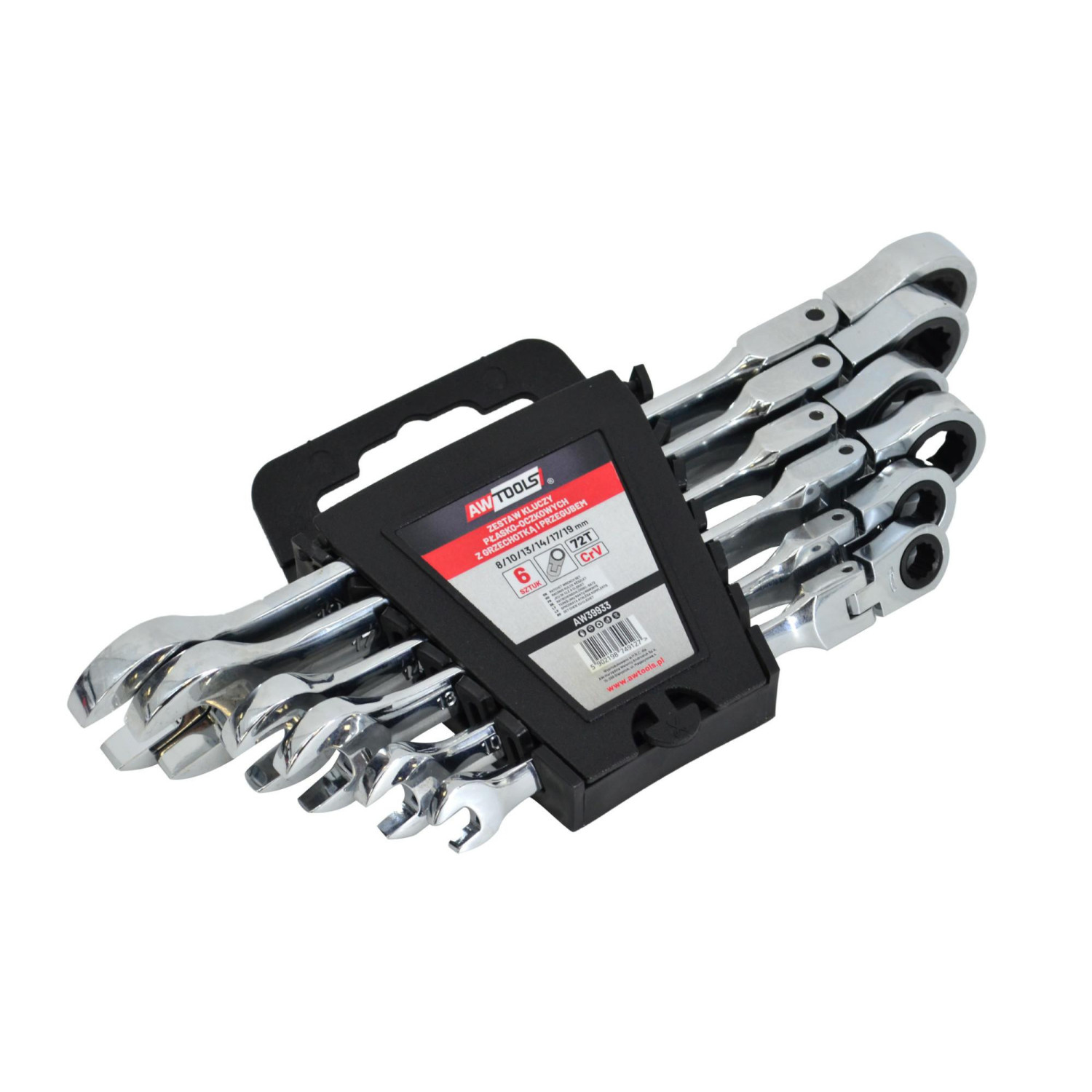 FLEX-HEAD RATCHET COMBINATION SPANNER SET 6pcs 8-19mm