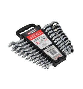 FLEX-HEAD RATCHET COMBINATION SPANNER SET 12pcs 8-19mm