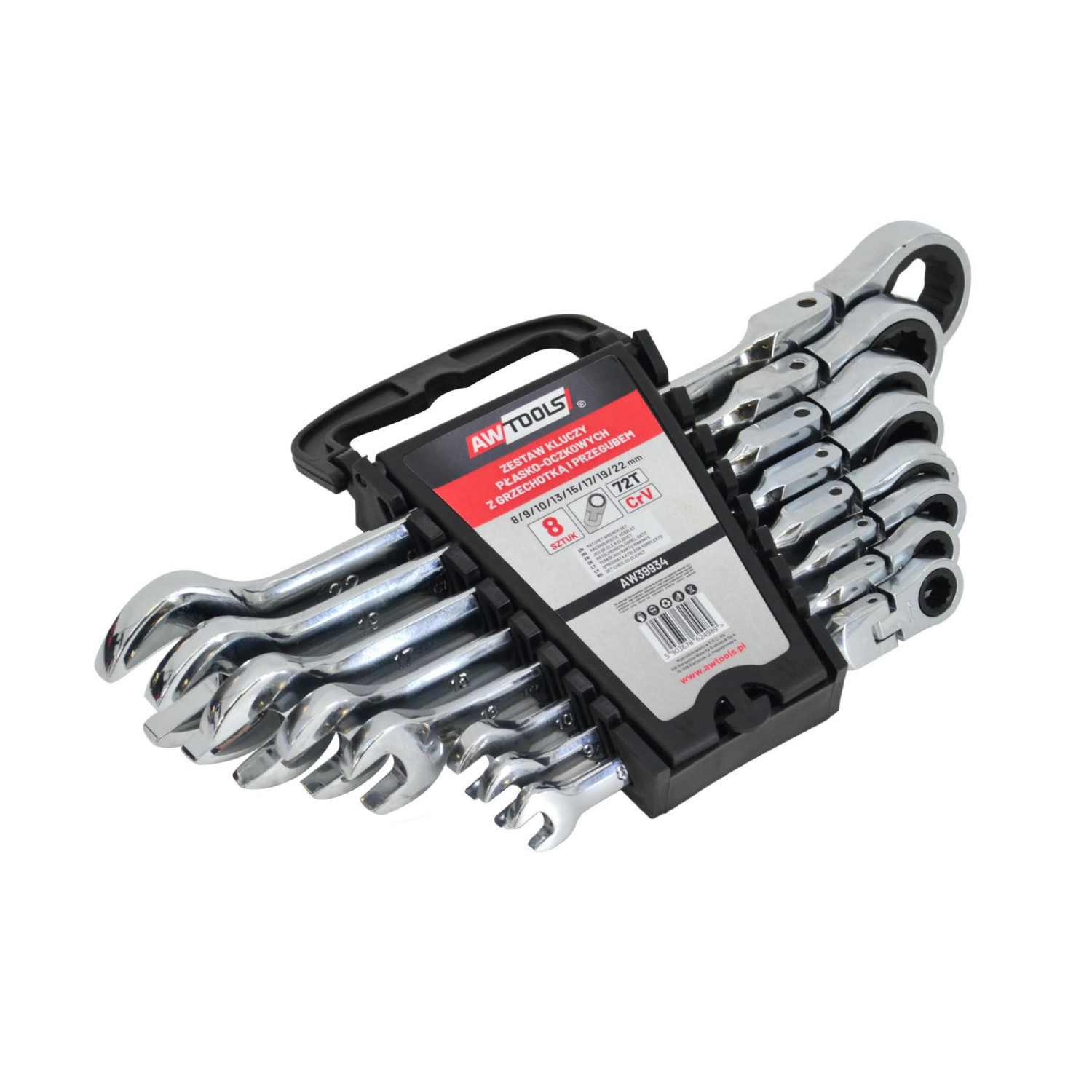 FLEX-HEAD RATCHET COMBINATION SPANNER SET 8pcs 8-22mm