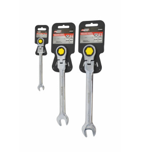 FLEX-HEAD COMBINATION RATCHET SPANNER 15mm
