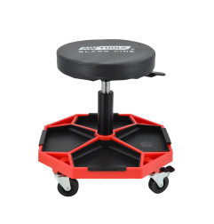 ADJUSTABLE ROLLING WORKSHOP SEAT STOOL w/ TOOL TRAY