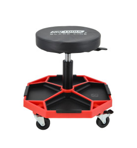 ADJUSTABLE ROLLING WORKSHOP SEAT STOOL w/ TOOL TRAY