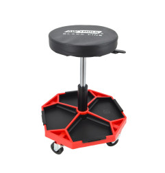 ADJUSTABLE ROLLING WORKSHOP SEAT STOOL w/ TOOL TRAY