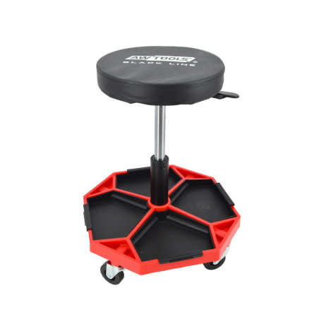 ADJUSTABLE ROLLING WORKSHOP SEAT STOOL w/ TOOL TRAY
