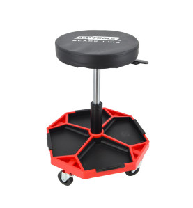 ADJUSTABLE ROLLING WORKSHOP SEAT STOOL w/ TOOL TRAY