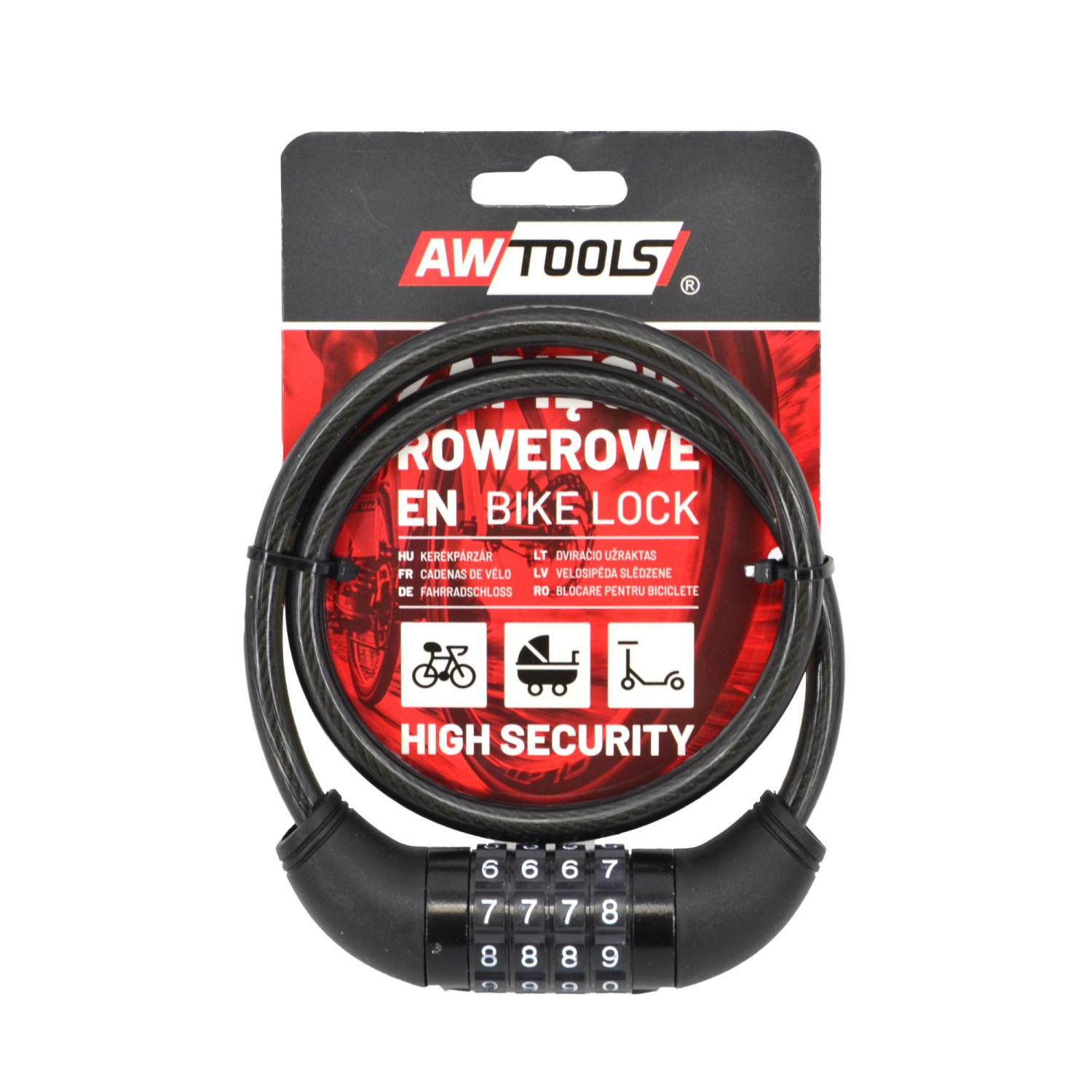 BIKE CABLE LOCK 8x65cm CODE