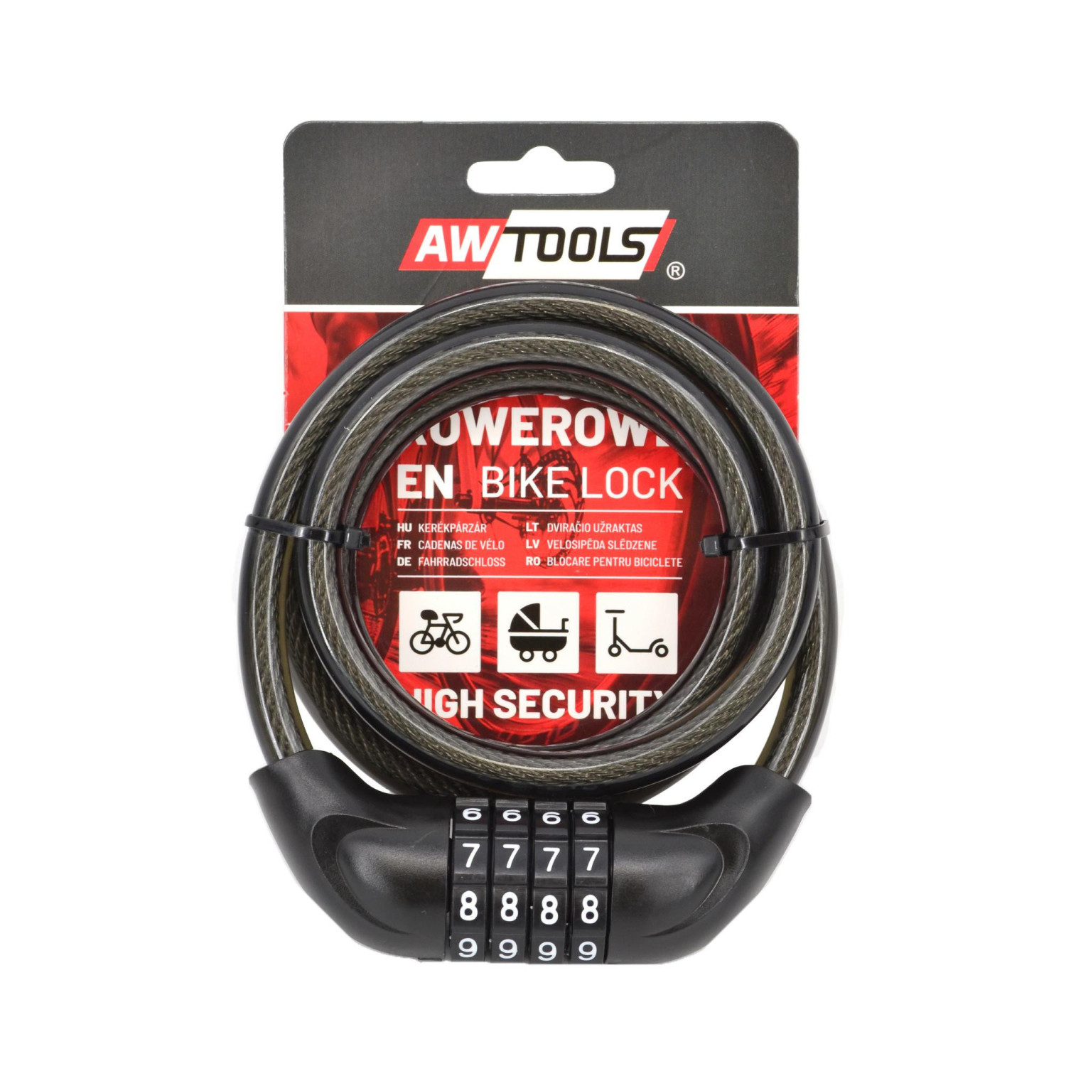 BIKE CABLE LOCK 10x120cm 4-DIGIT