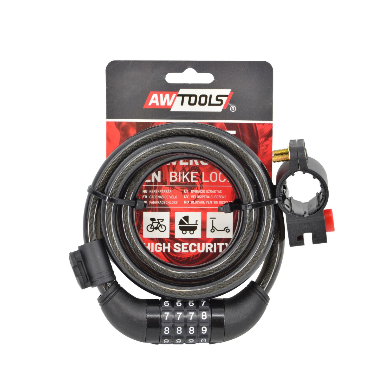 BIKE CABLE LOCK 12x150cm 4-DIGIT