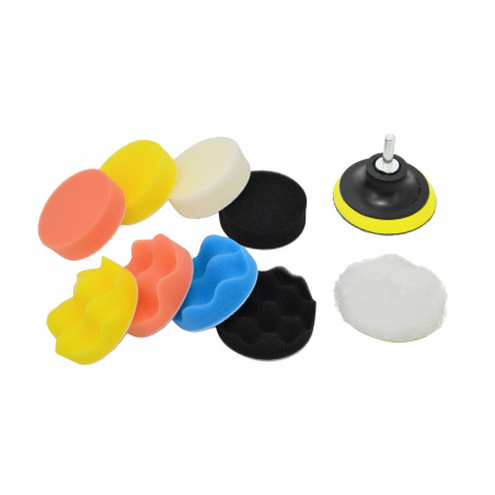 POLISHING PAD SPONGE SET 80MM w/ DRILL ADAPTER 11pcs