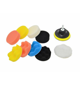 POLISHING PAD SPONGE SET 80MM w/ DRILL ADAPTER 11pcs