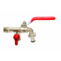 DOUBLE GARDEN LEVER TAP 1/2" x 2x3/4"/ BRASS NICKEL-PLATED