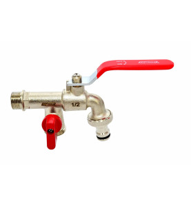 KRAN OGRODOWY MOSIĄDZ NIKLOWANY PODWÓJNY 1/2" GWINT ZEWNĘTRZNY 2x3/4"