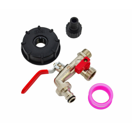 DOUBLE GARDEN LEVER TAP FOR IBC TANK 1/2" x 2x3/4"/ ZINC NICKEL-PLATED