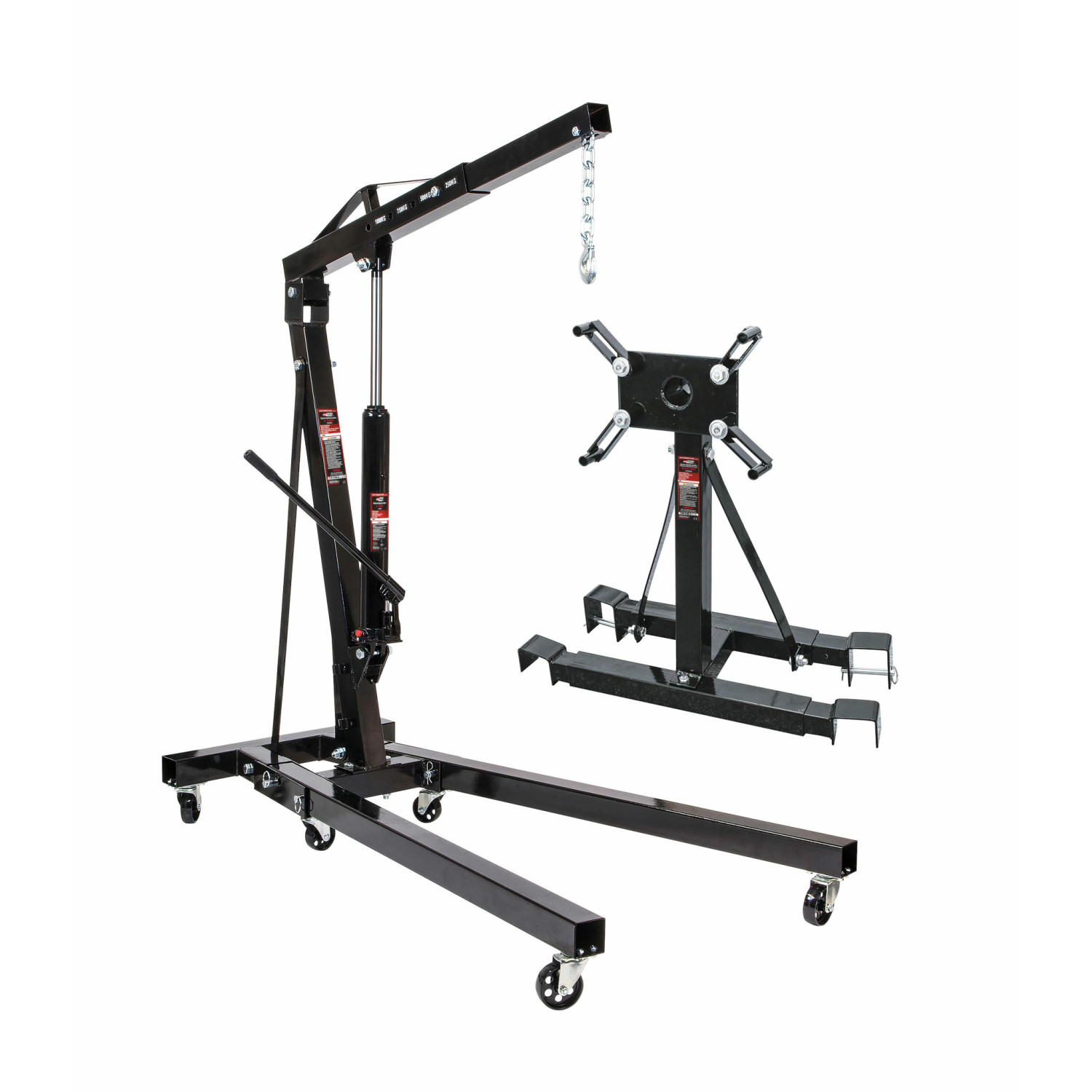 2T HYDRAULIC FOLDING ENGINE CRANE w/ 0.9T ENGINE STAND 2T HYDRAULIC FOLDING ENGINE CRANE w/ 0.9T ENGINE STAND