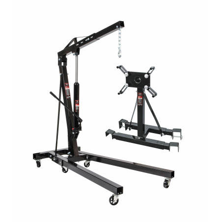 2T HYDRAULIC FOLDING ENGINE CRANE w/ 0.9T ENGINE STAND