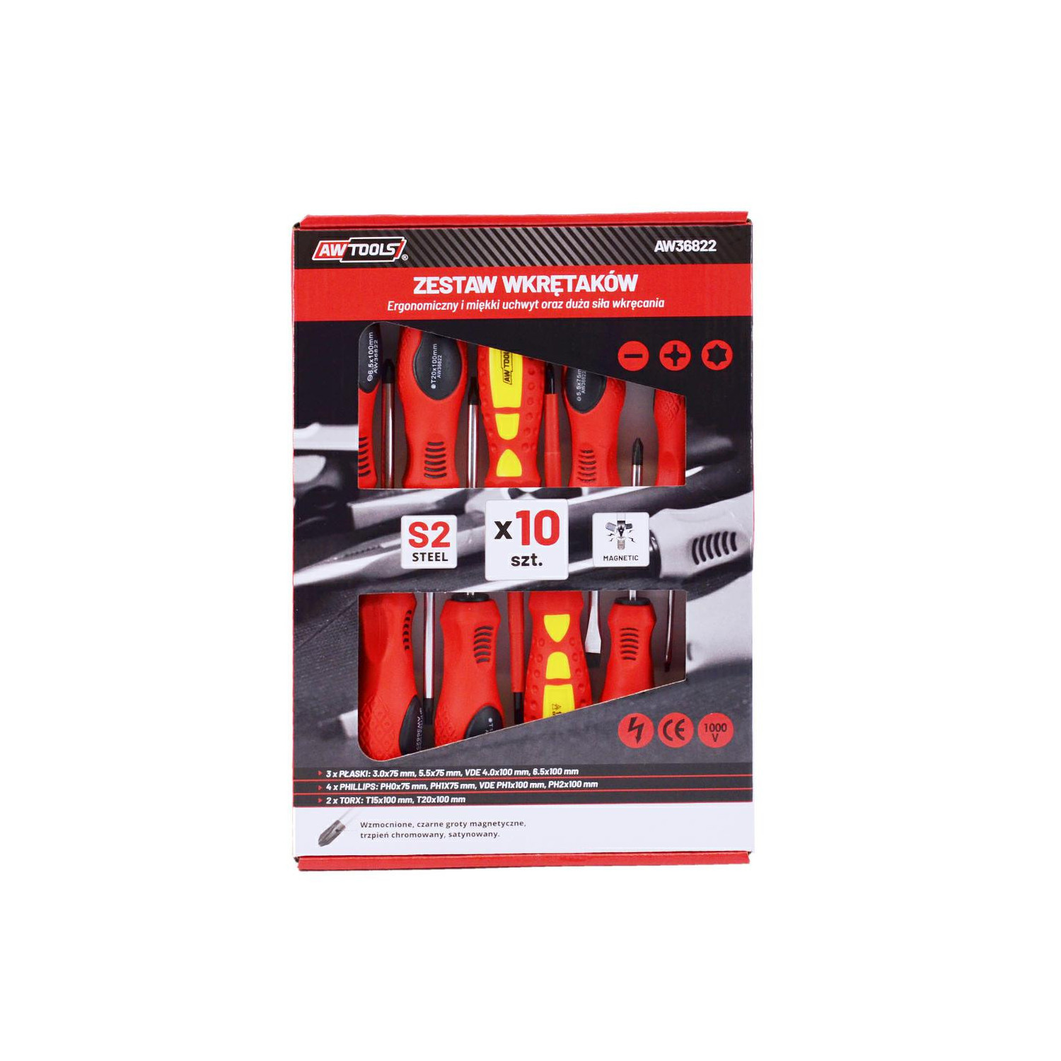 SCREWDRIVER SET 4xSL+4xPH+2xTX 10pcs